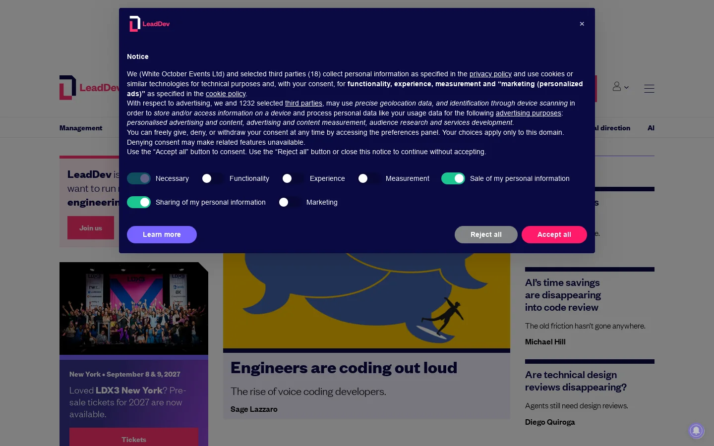 LeadDev Homepage screenshot