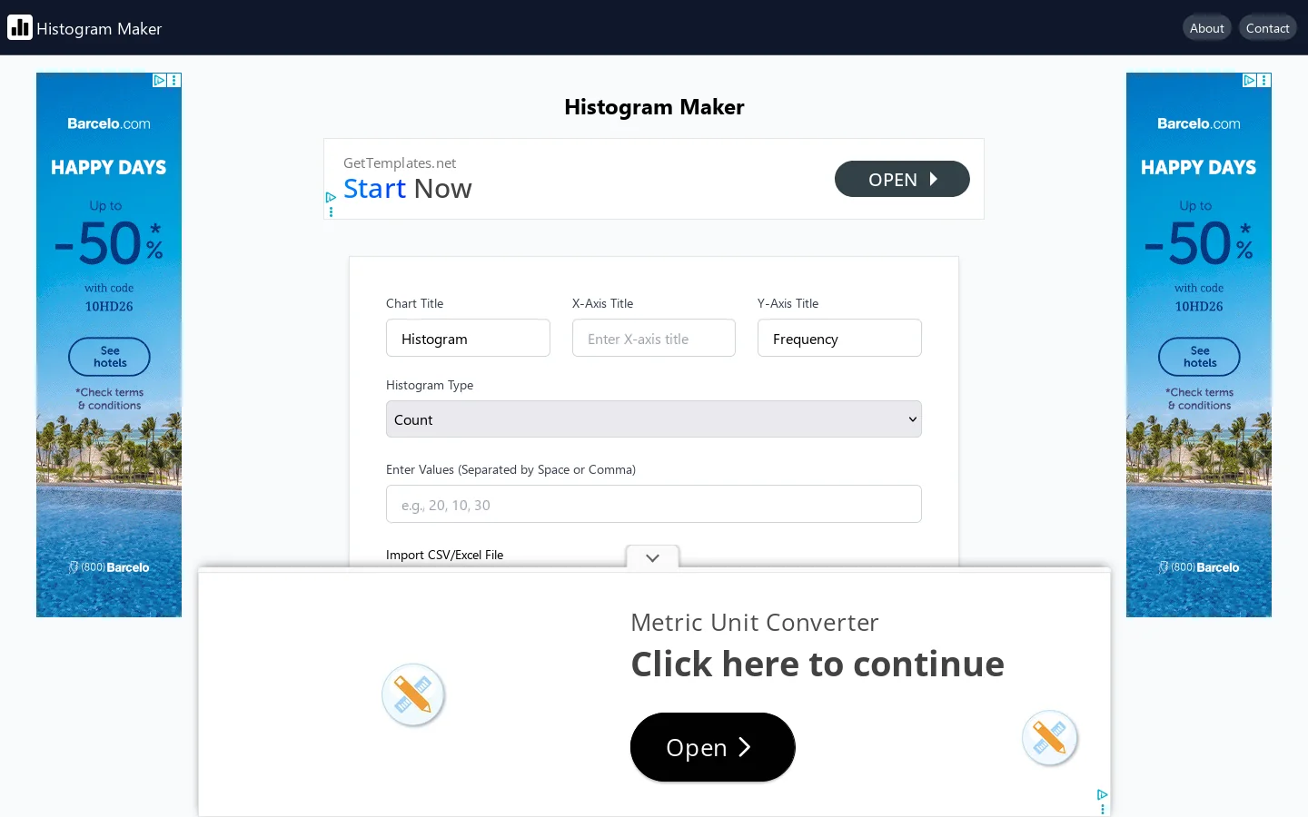 Histogram Maker Homepage screenshot