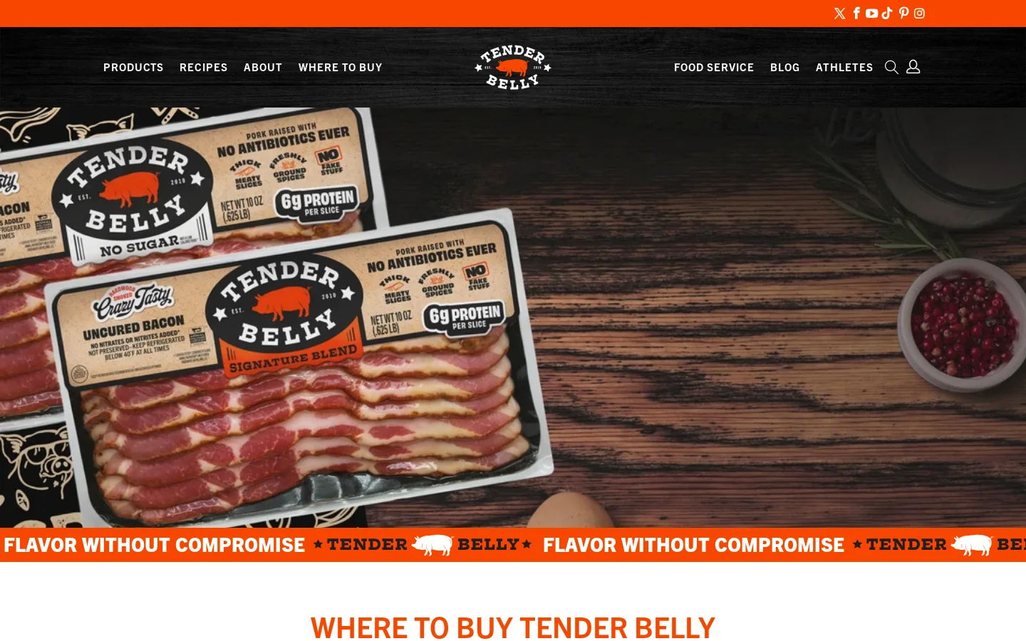 Tender Belly Premium Bacon and Pork Products-Online & in Stores Homepage screenshot