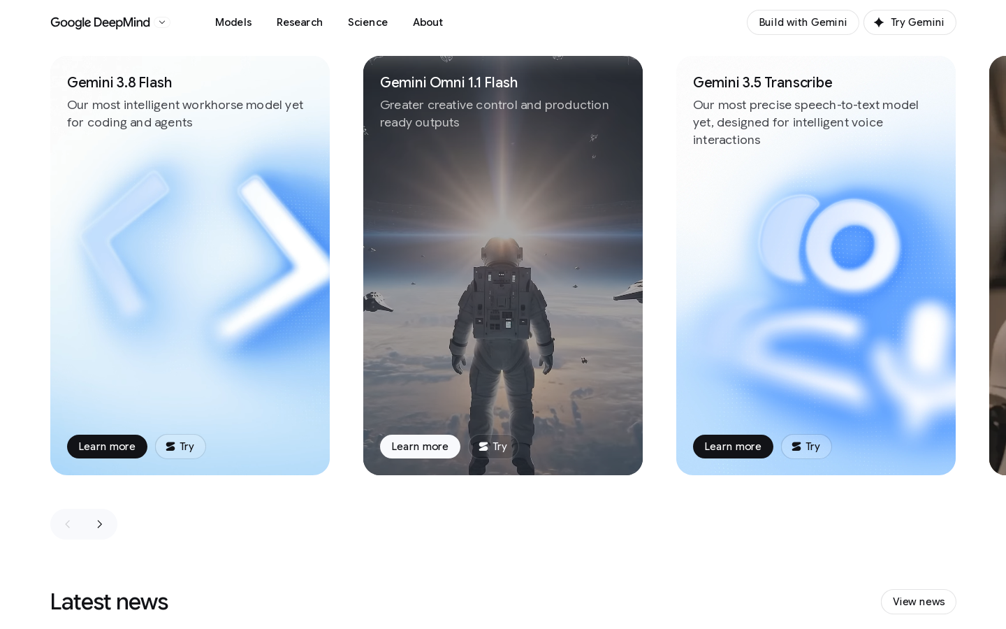 Google DeepMind Homepage screenshot