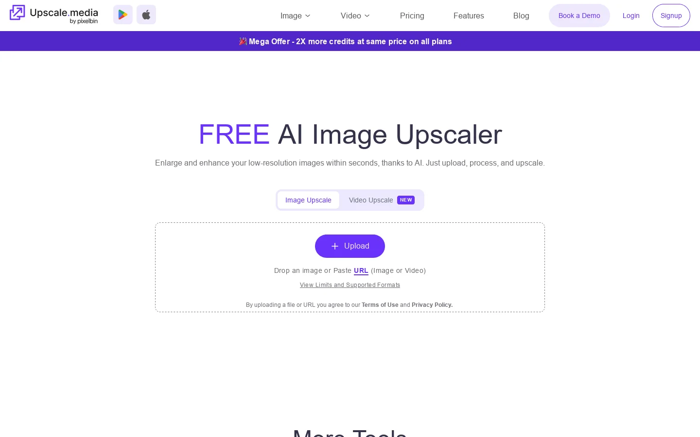 Upscale.media Homepage screenshot