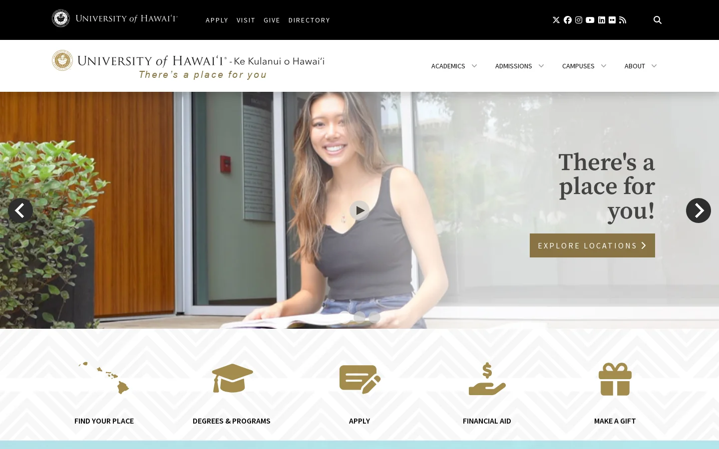 University of Hawaii System Homepage screenshot