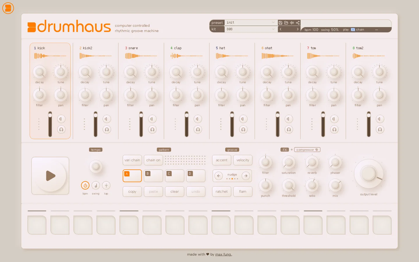 Drumhaus Homepage screenshot