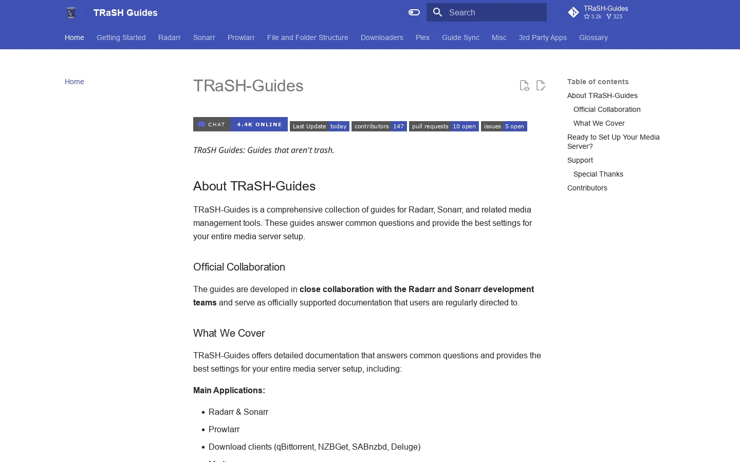 TRaSH Guides Homepage screenshot