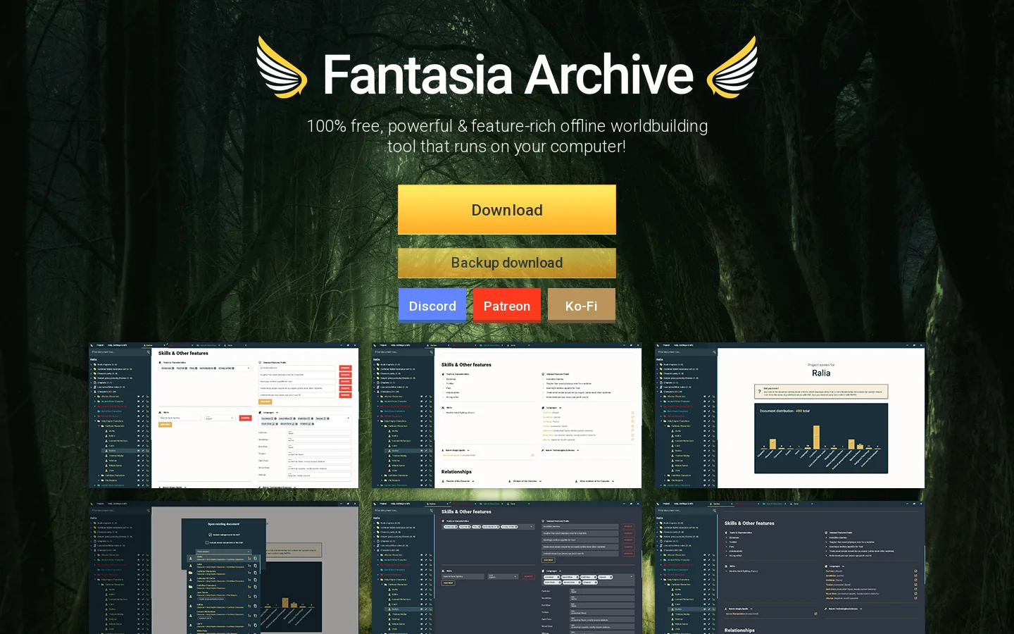 Fantasia Archive Homepage screenshot