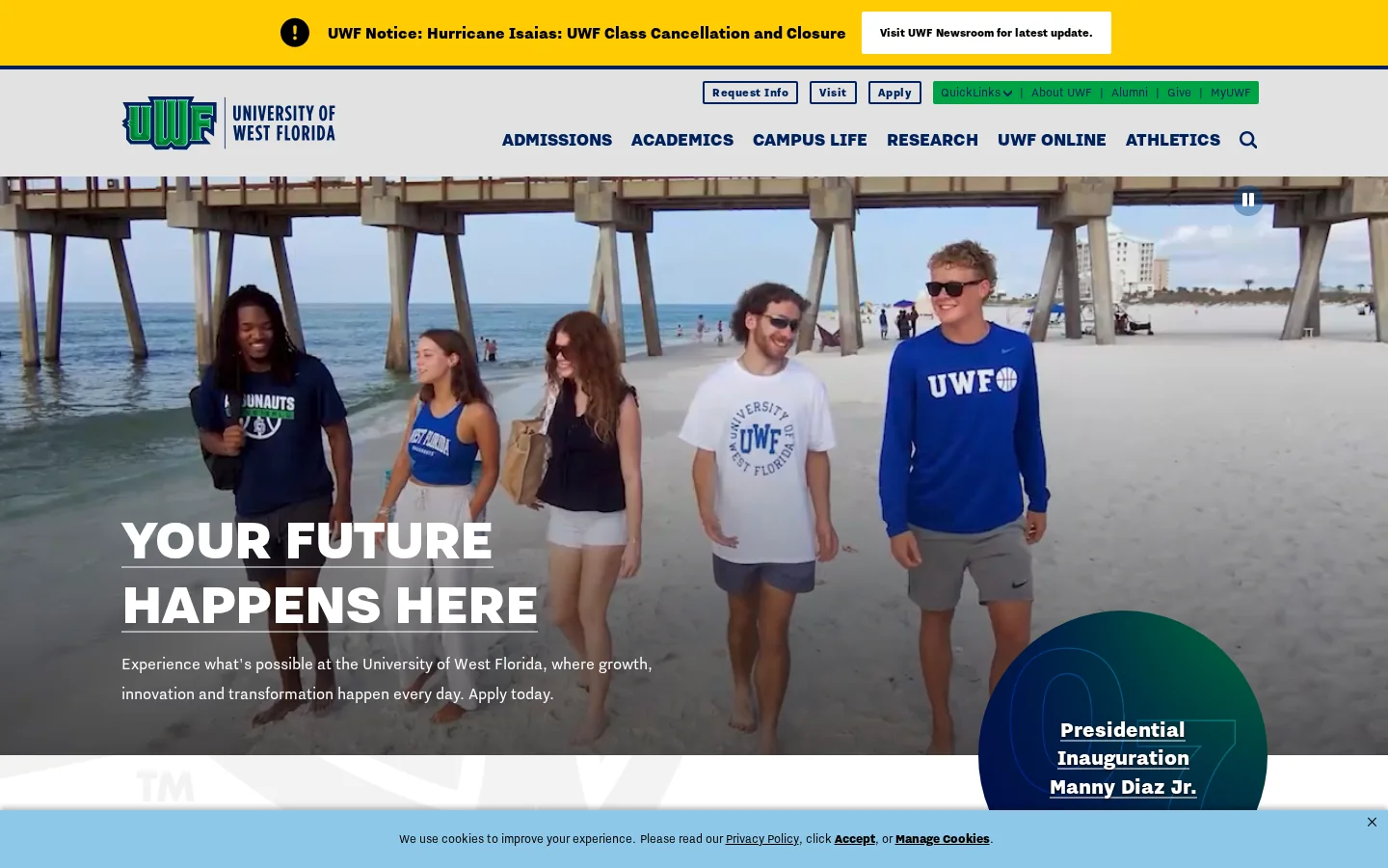 Home | University of West Florida Homepage screenshot