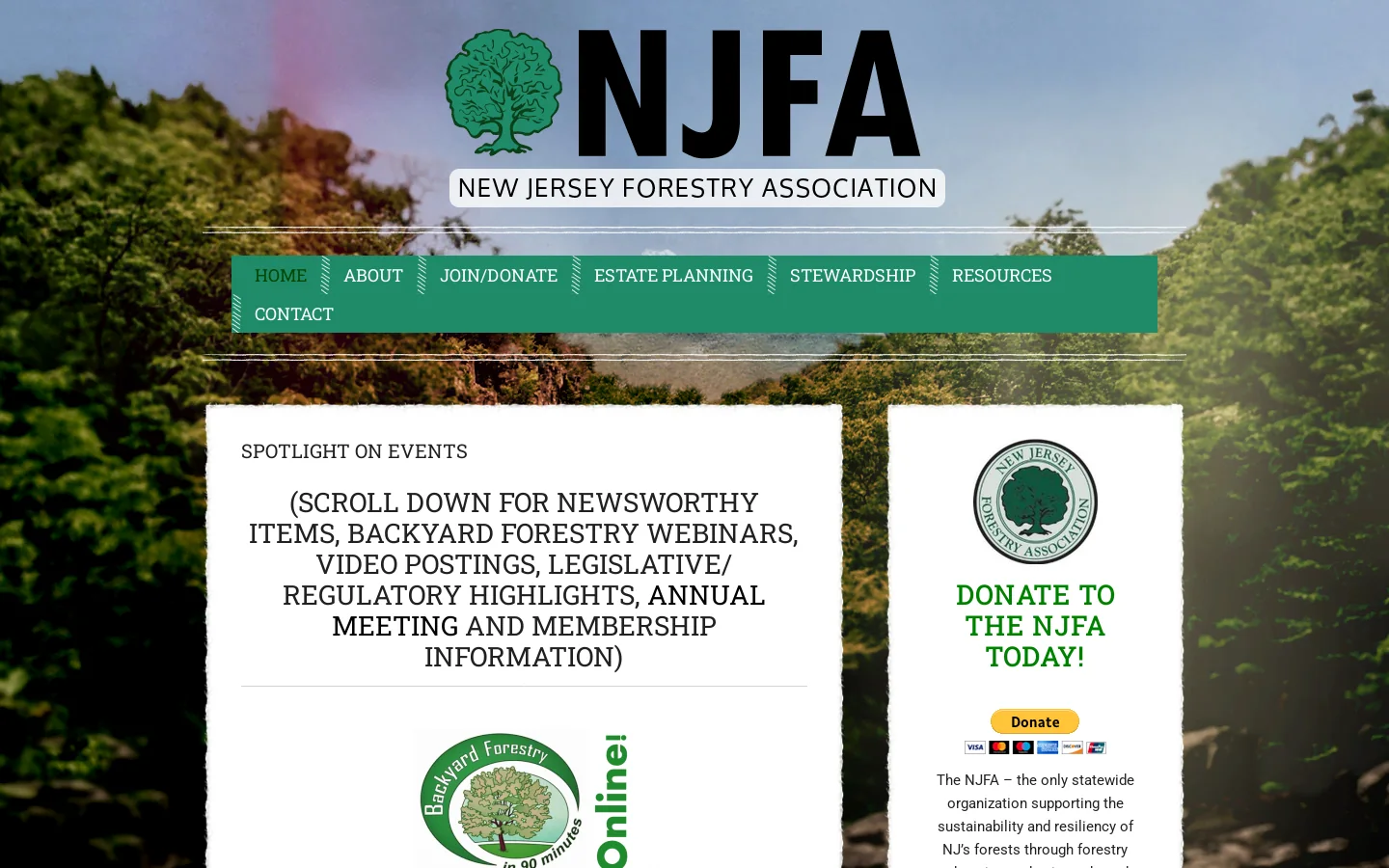 New Jersey Forestry Association Homepage screenshot
