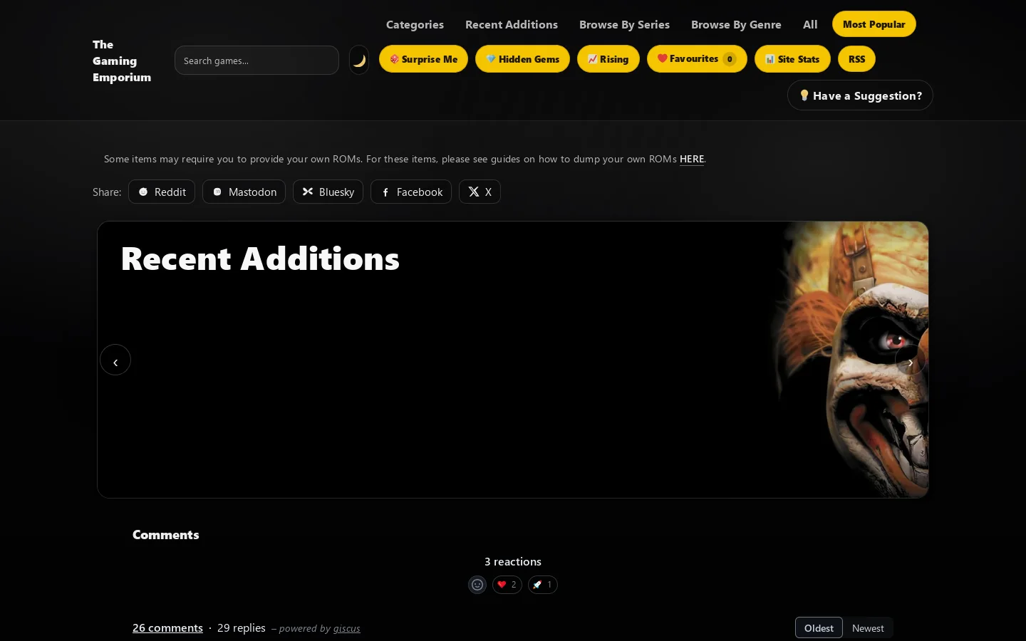 The Gaming Emporium Homepage screenshot
