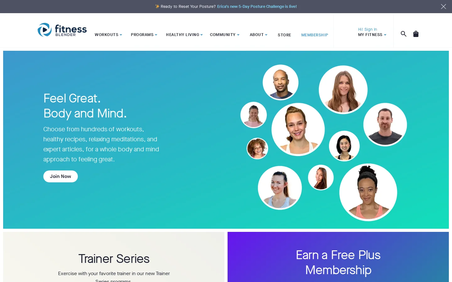 Fitness Blender Homepage screenshot