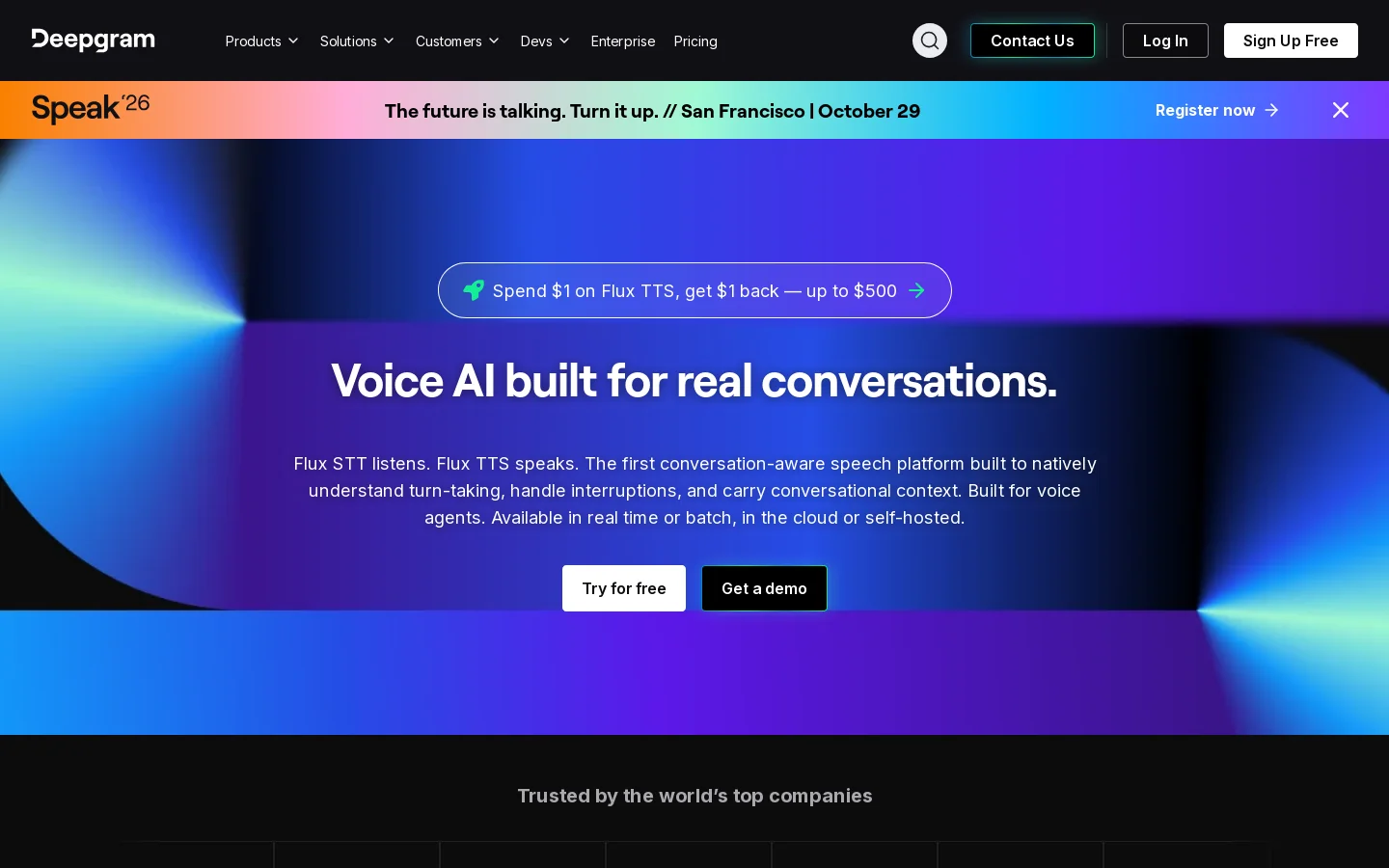 Deepgram Homepage screenshot