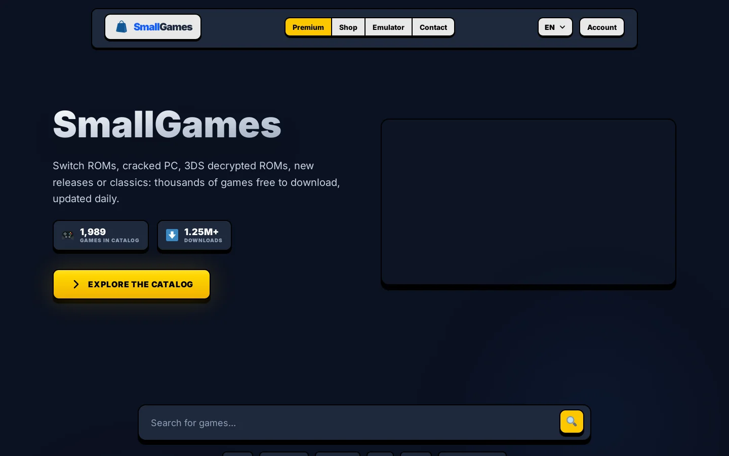 SmallGames Homepage screenshot