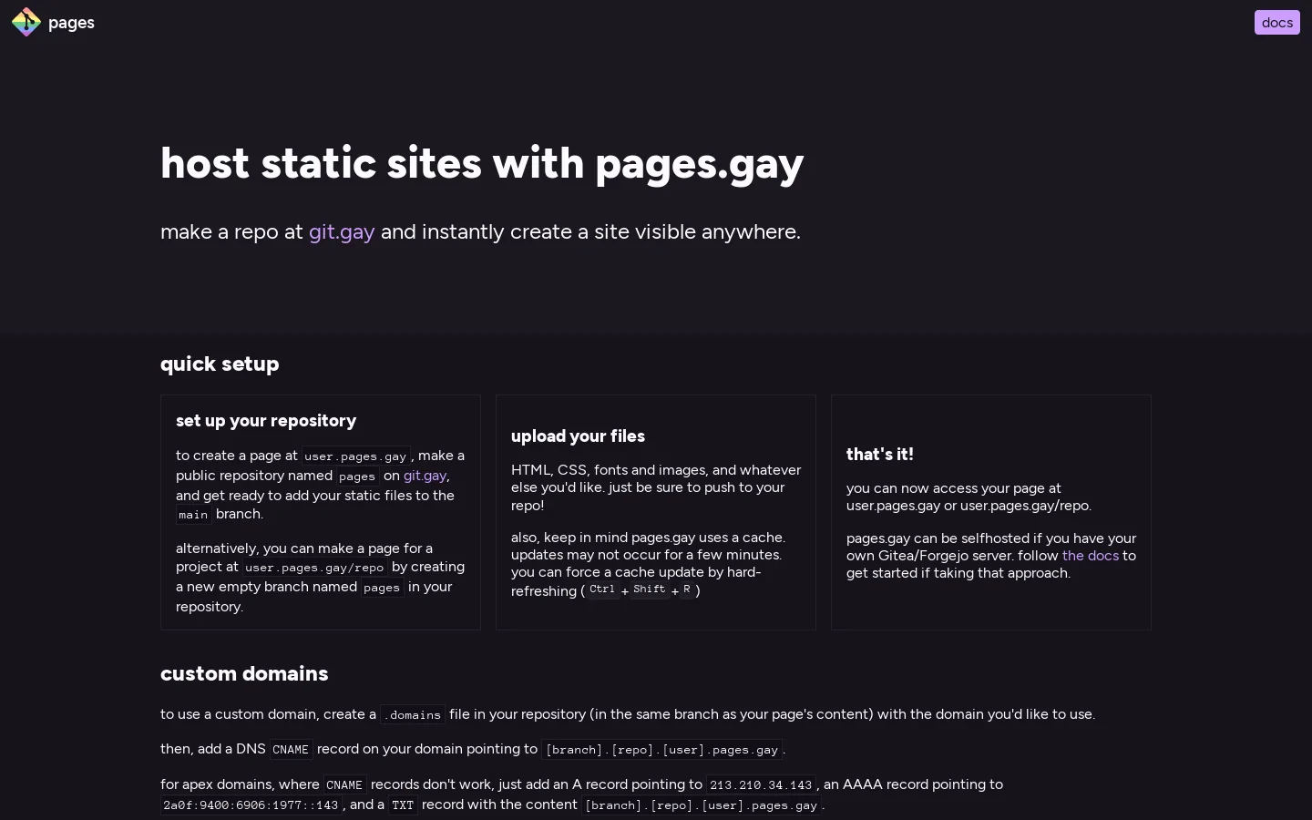 pages.gay Homepage screenshot