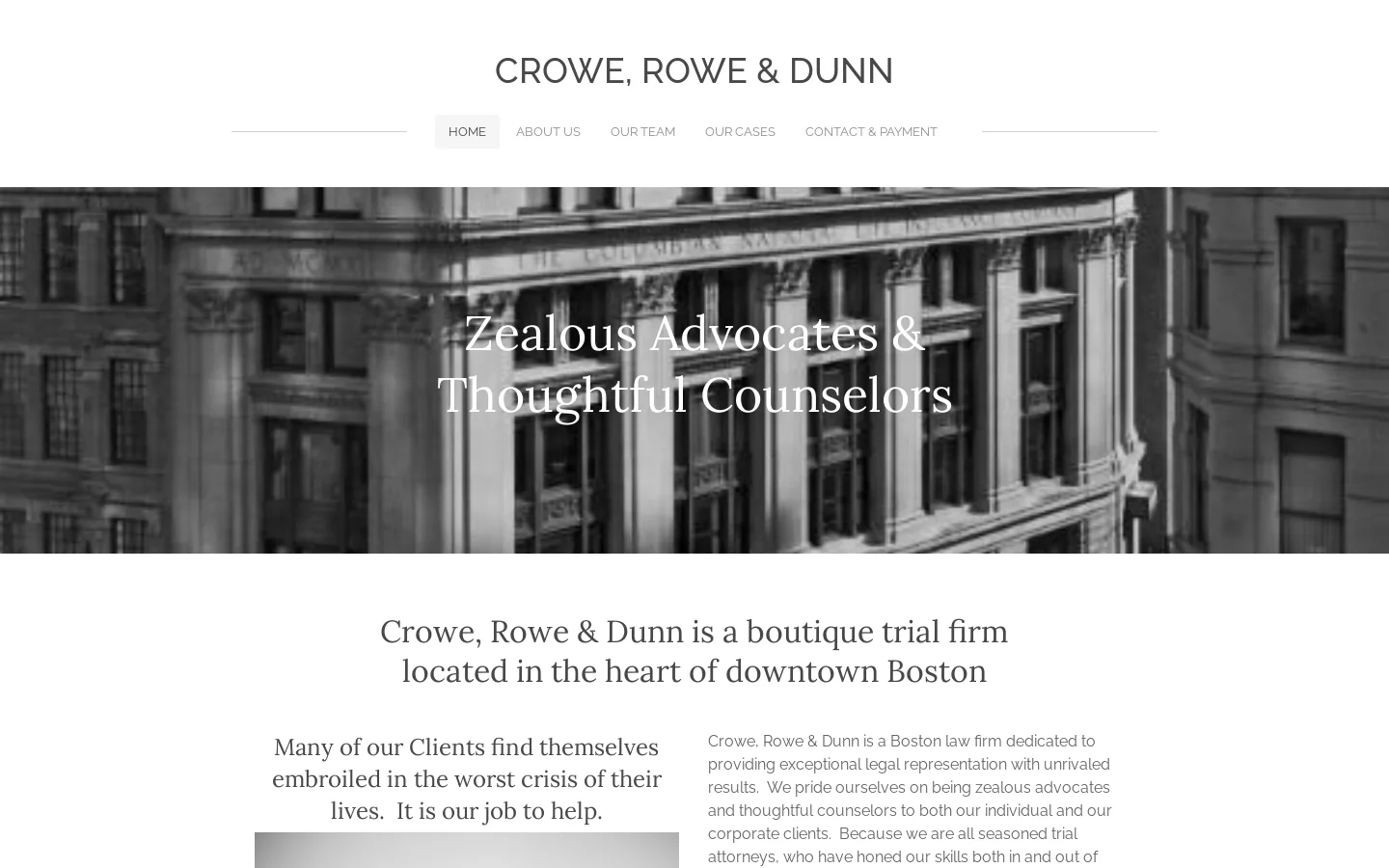 Crowe & Dunn- Zealous Advocates & Thoughtful Counselors Homepage screenshot