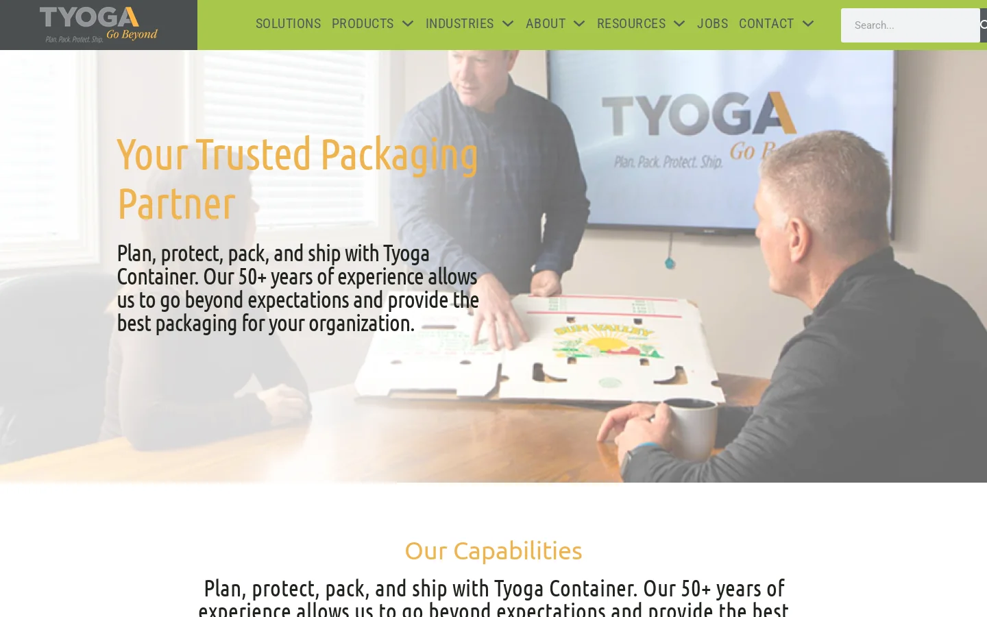 Tyoga Container Homepage screenshot