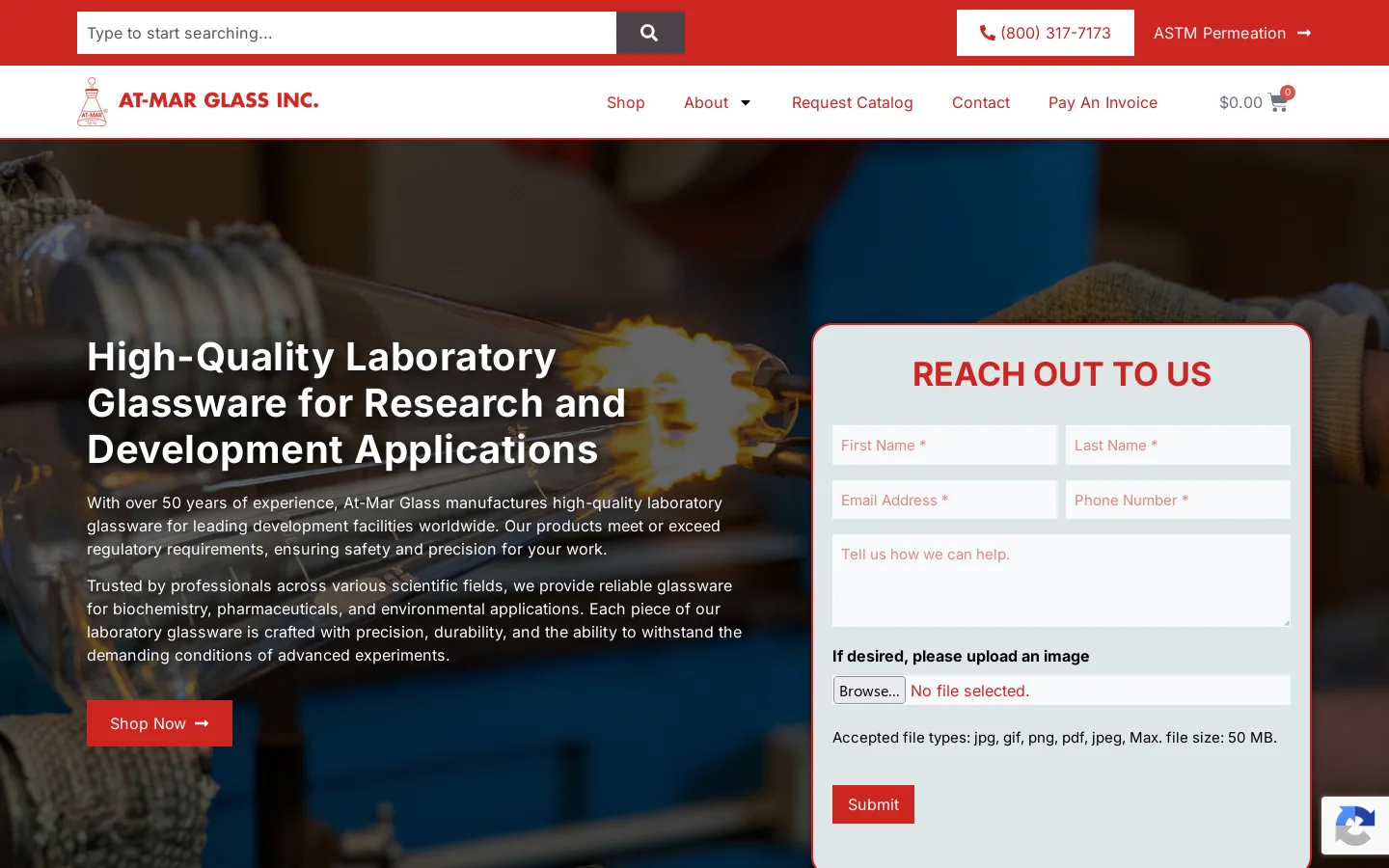 At-Mar Glass Homepage screenshot