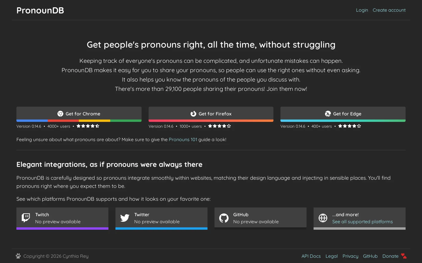 PronounDB Homepage screenshot