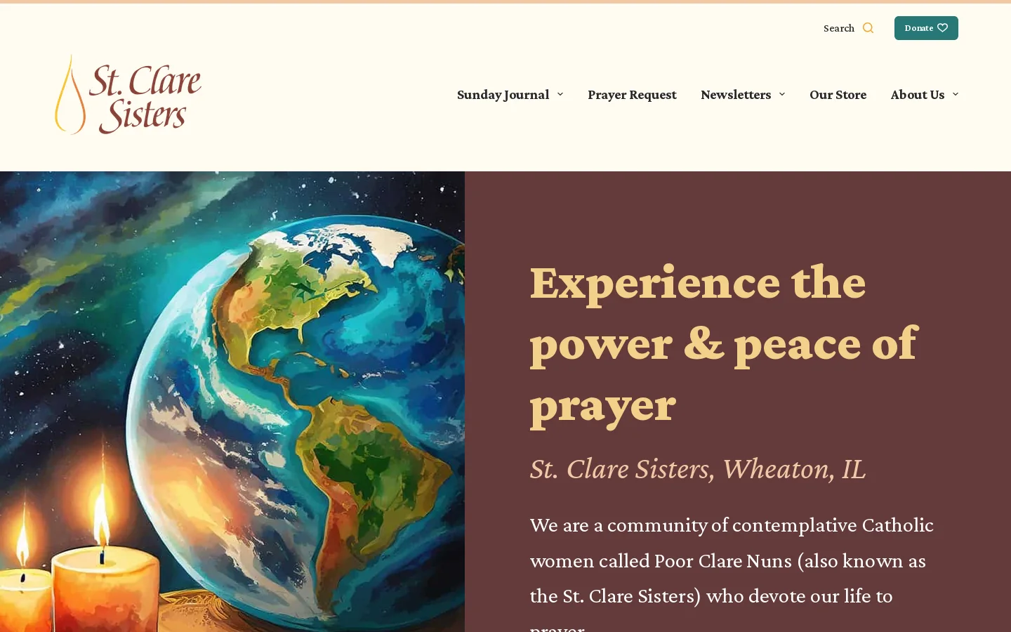 St. Clare Sisters – Companions in Prayer Homepage screenshot