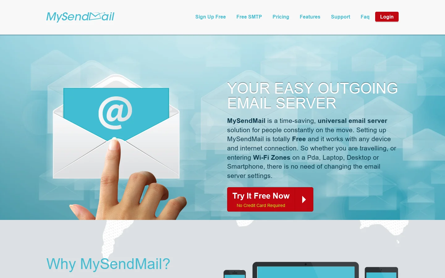 MYSENDMAIL Homepage screenshot