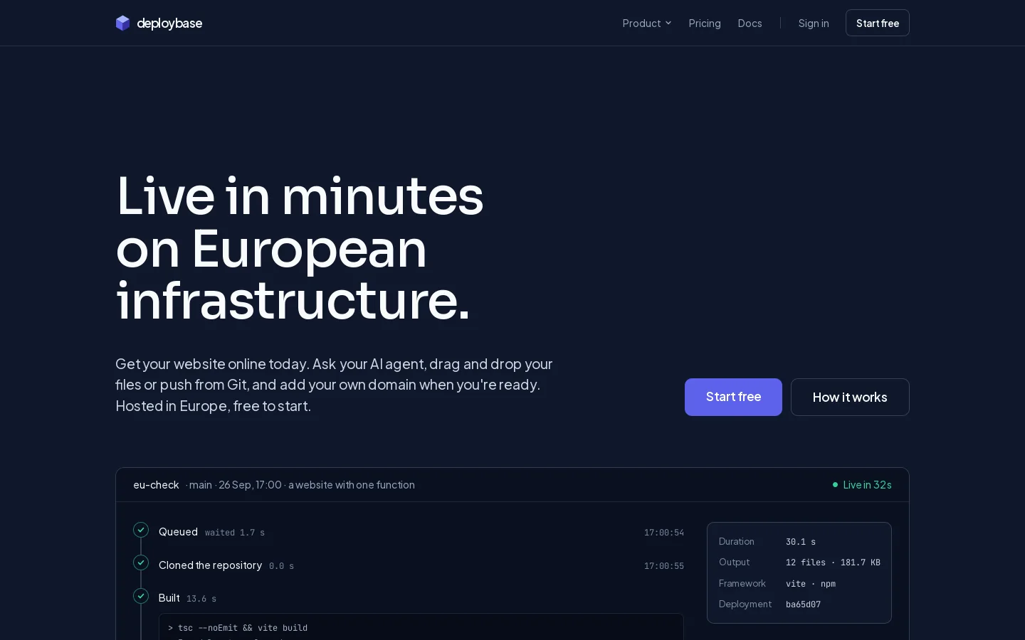 deploybase Homepage screenshot
