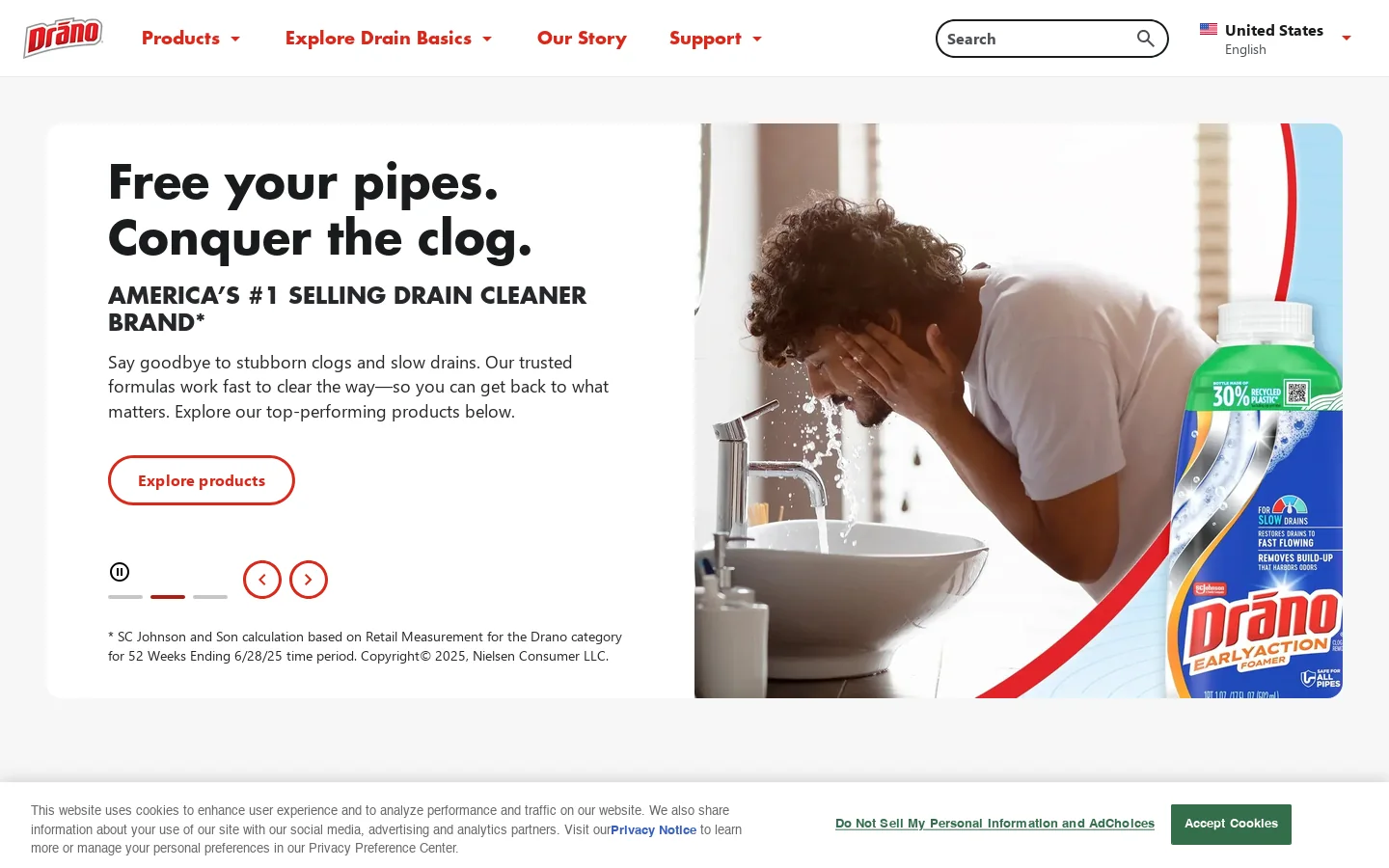 Drano Homepage screenshot