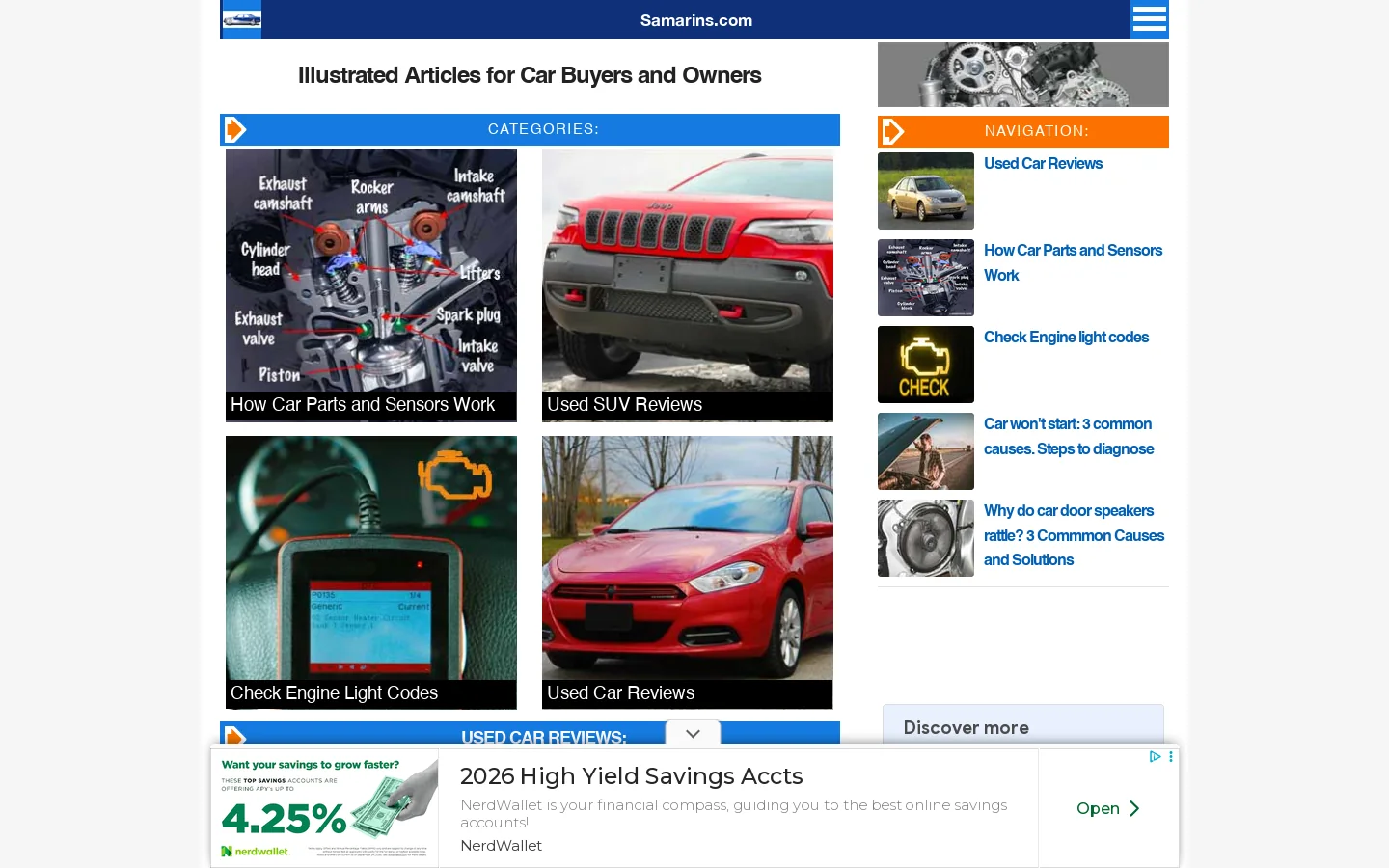 Samarins.com Homepage screenshot