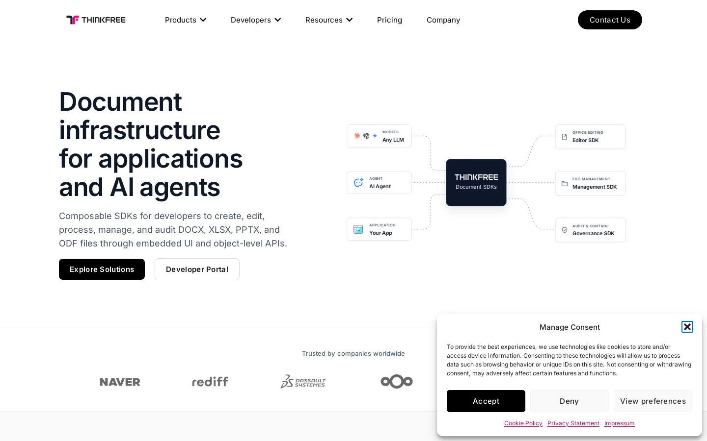 Thinkfree Homepage screenshot