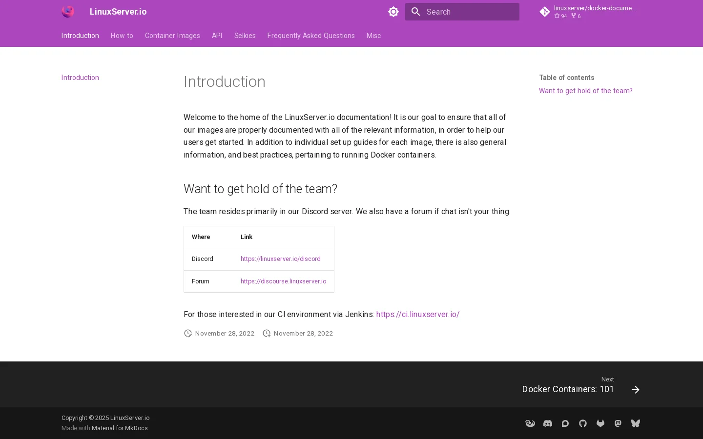 LinuxServer.io Homepage screenshot