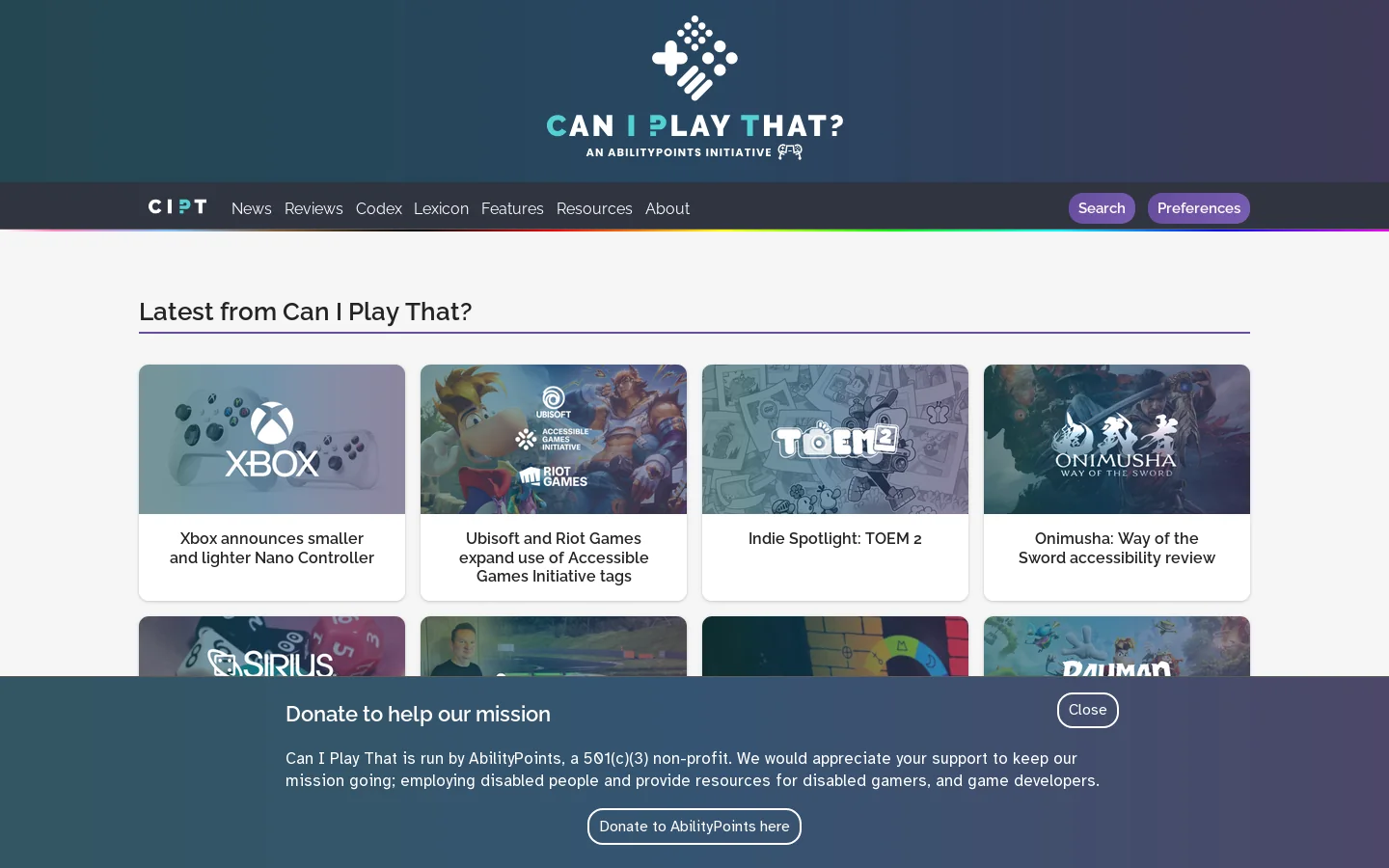 Can I Play That? Homepage screenshot