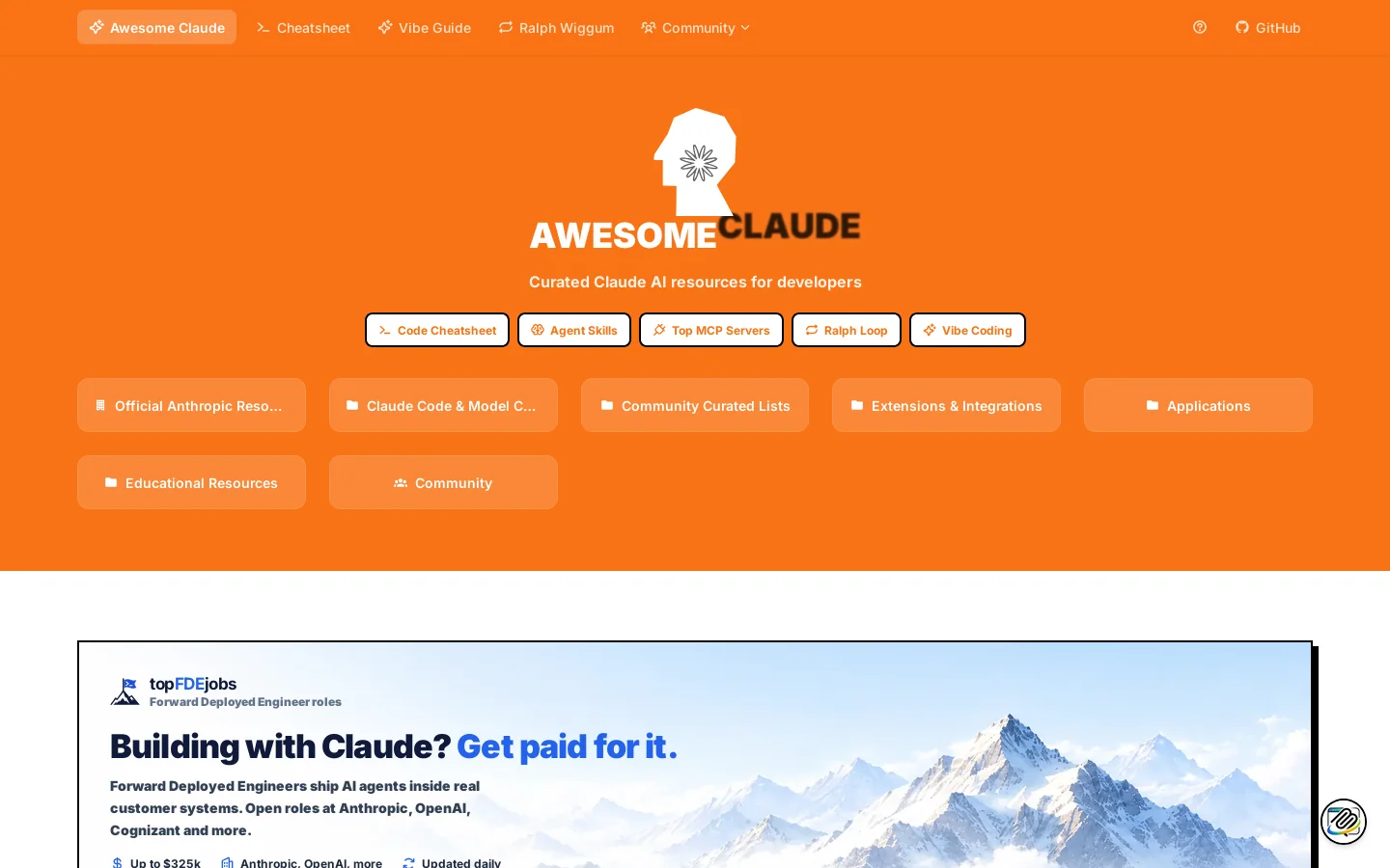 Awesome Claude Homepage screenshot