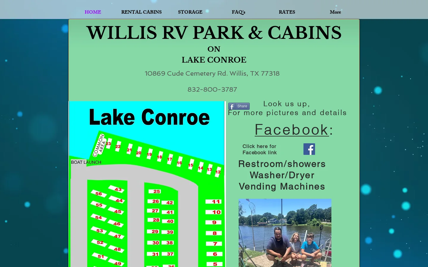 Willis RV Park Lake Conroe Storage Homepage screenshot