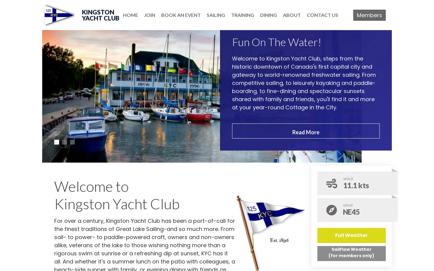 Kingston Yacht Club Homepage screenshot