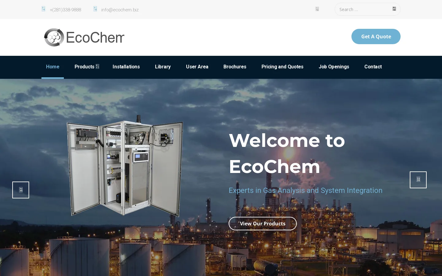 EcoChem Analytics Homepage screenshot