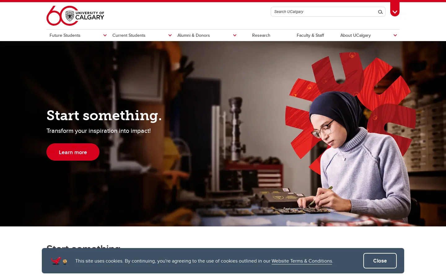 University of Calgary Homepage screenshot