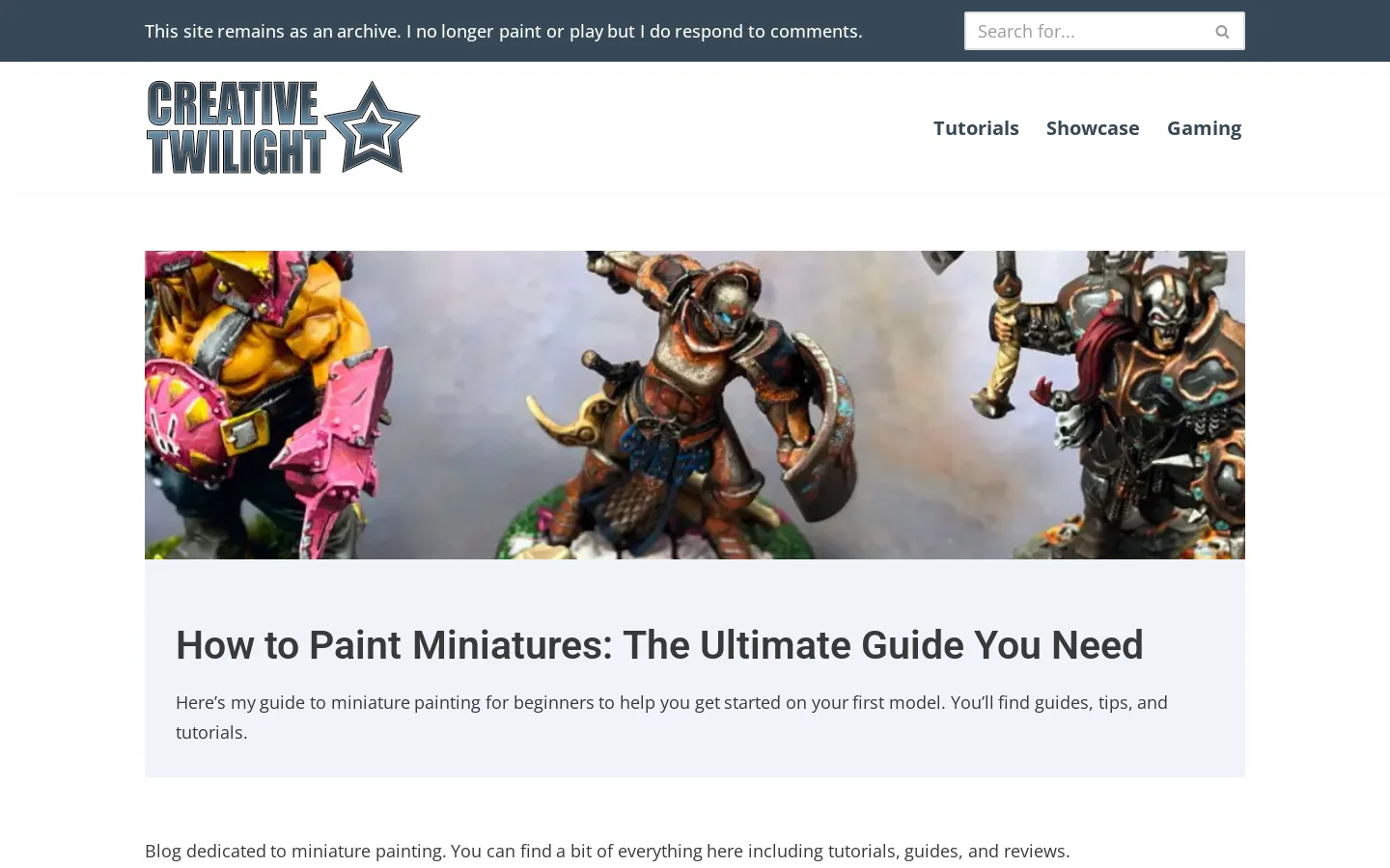 Miniature Painting Blog with Tutorials, Guides, and Gaming Articles Homepage screenshot