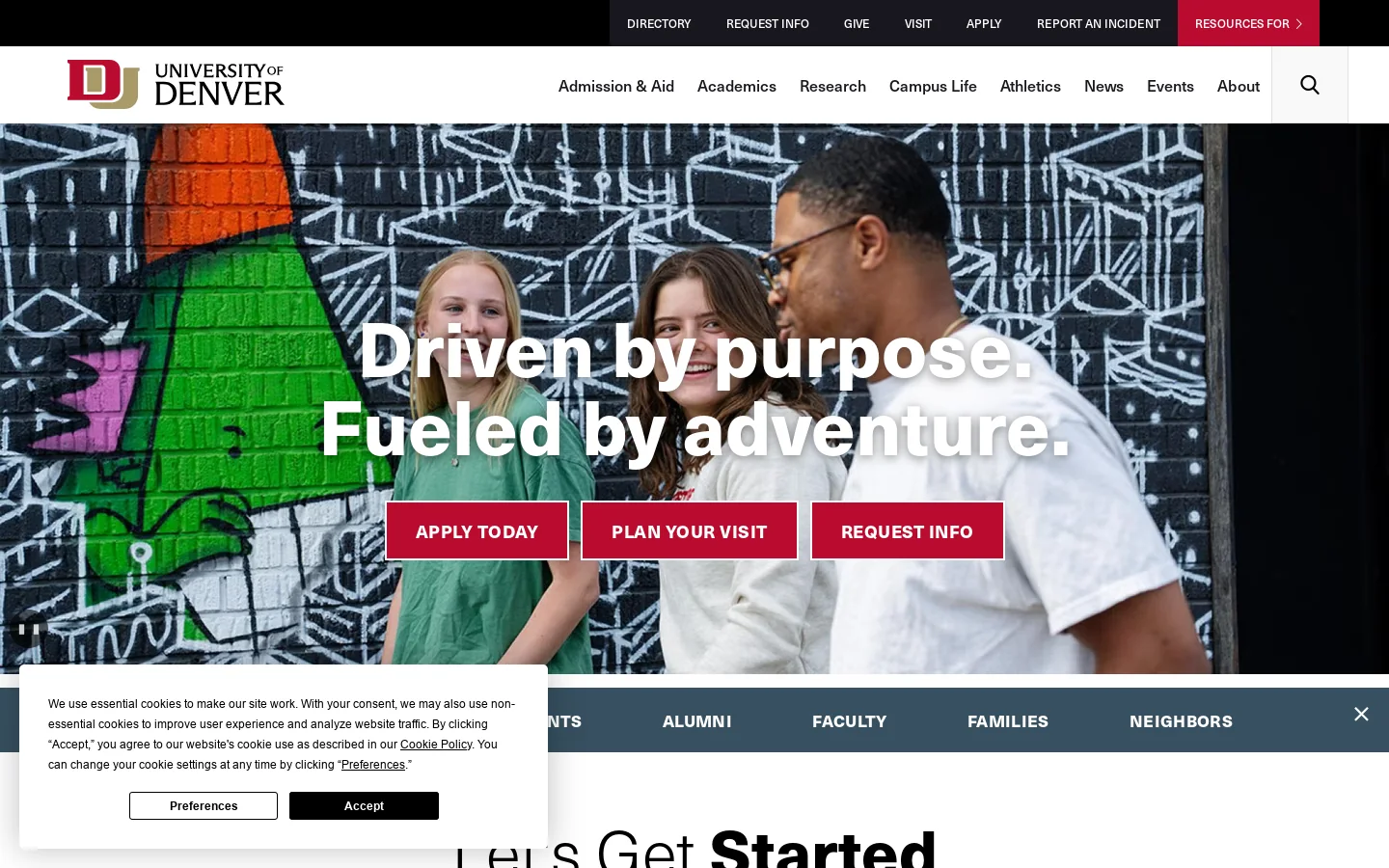 University of Denver Homepage screenshot