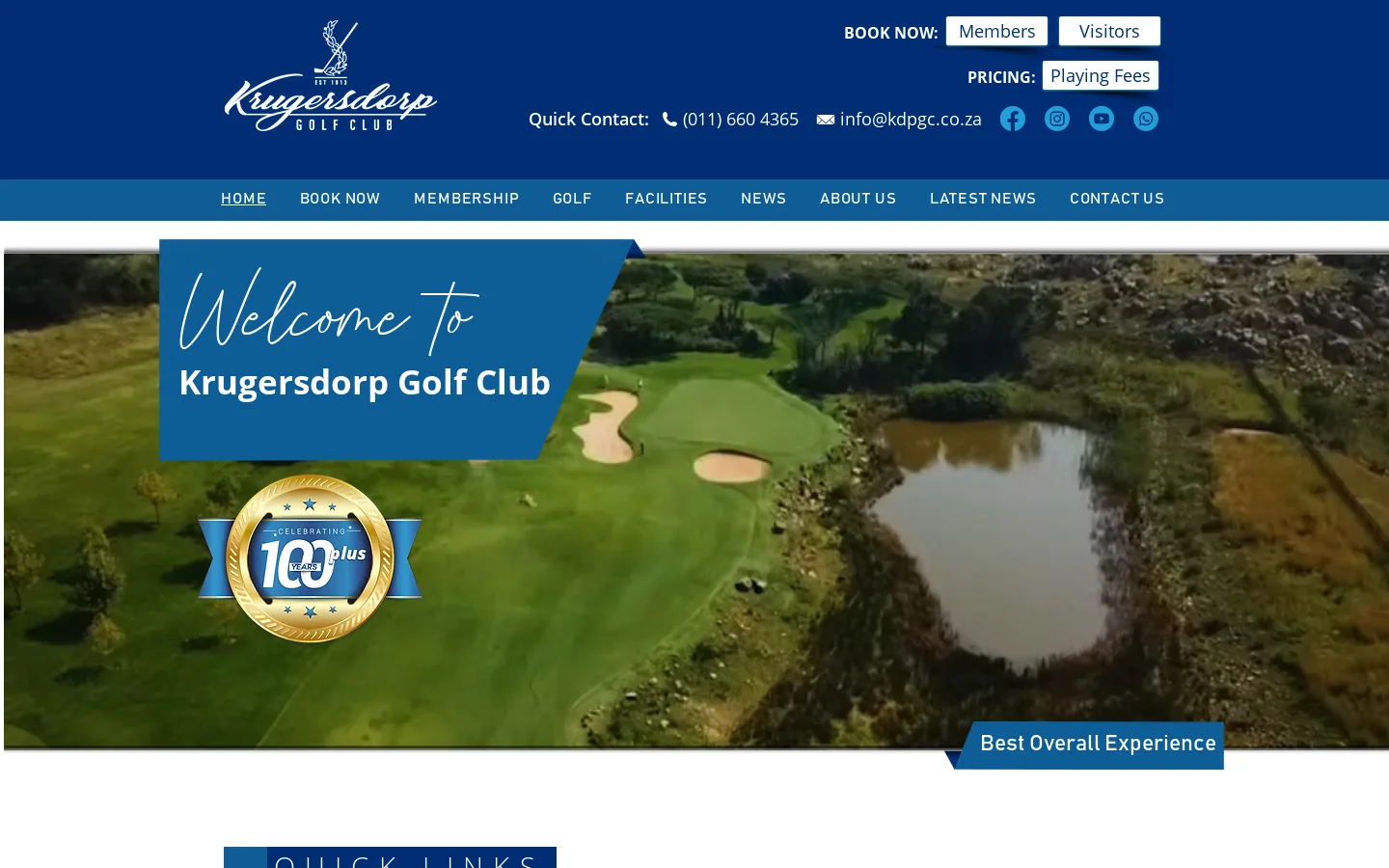 Experience Krugersdorp Golf Course: A Premier Golf Club Homepage screenshot