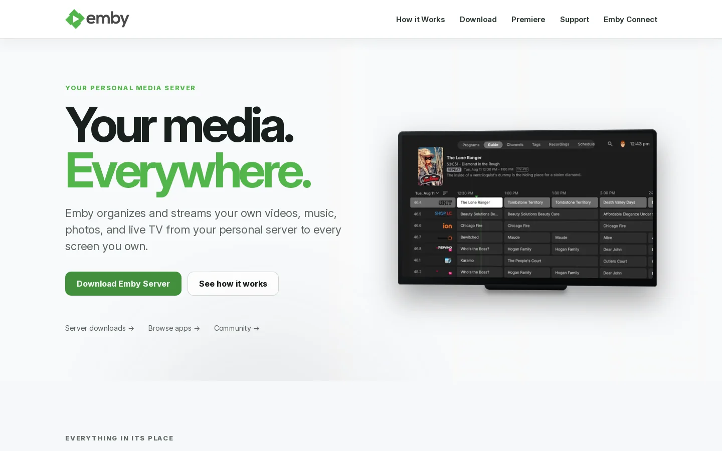 Emby Homepage screenshot