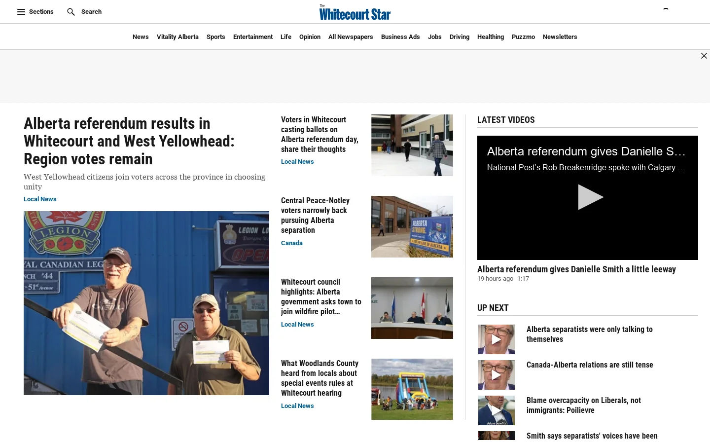 Whitecourt Star Homepage screenshot