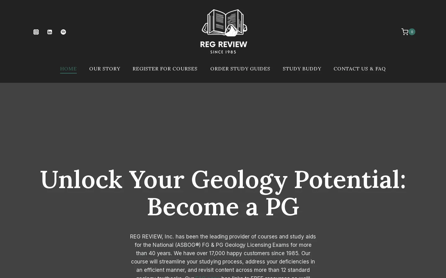 REG REVIEW Homepage screenshot
