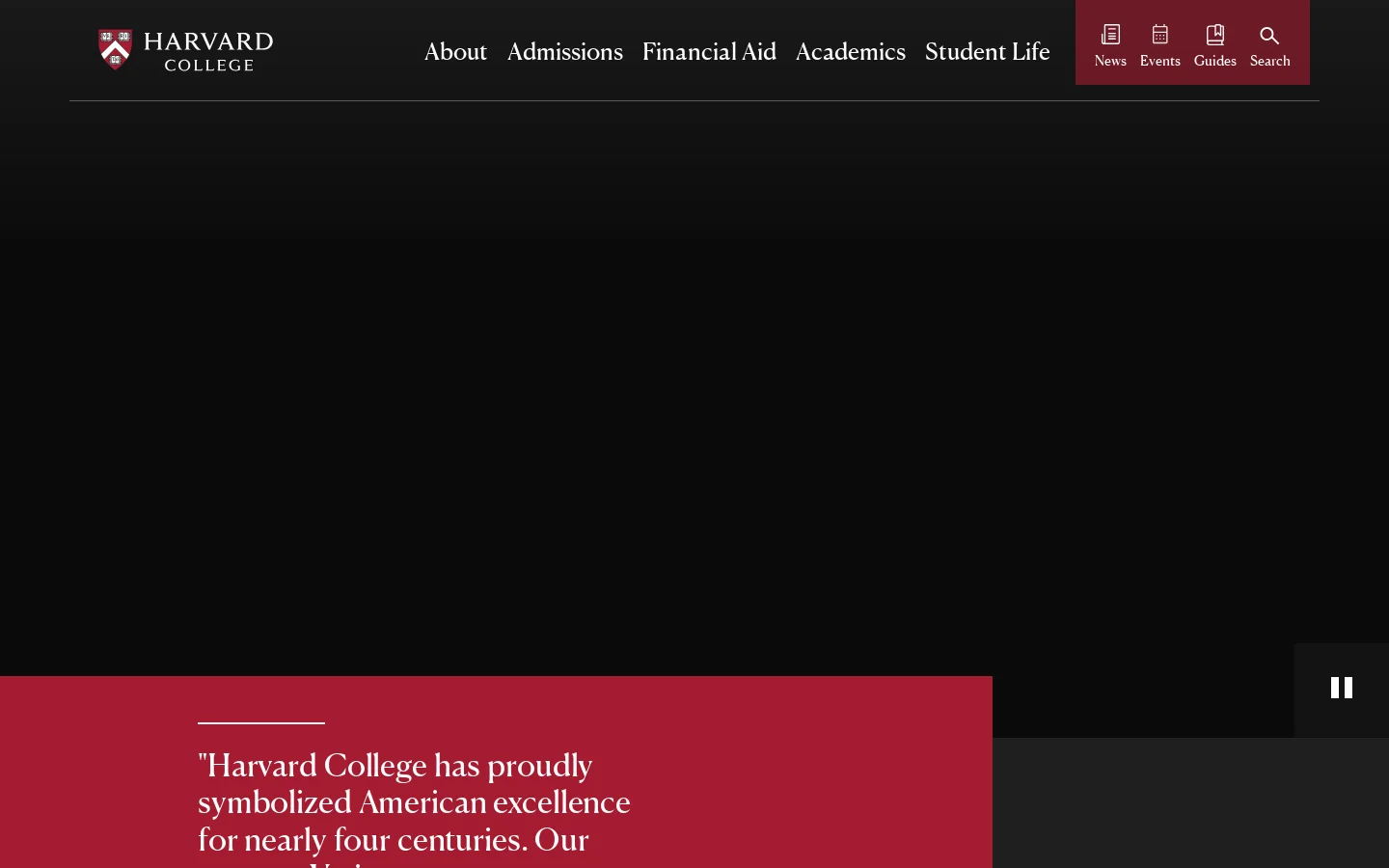 Harvard College | Harvard Homepage screenshot