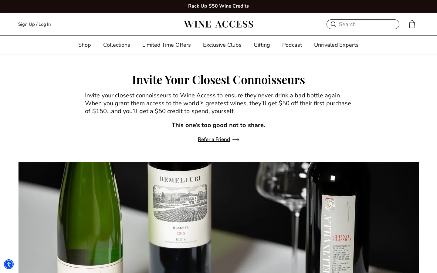 Wine Access Homepage screenshot