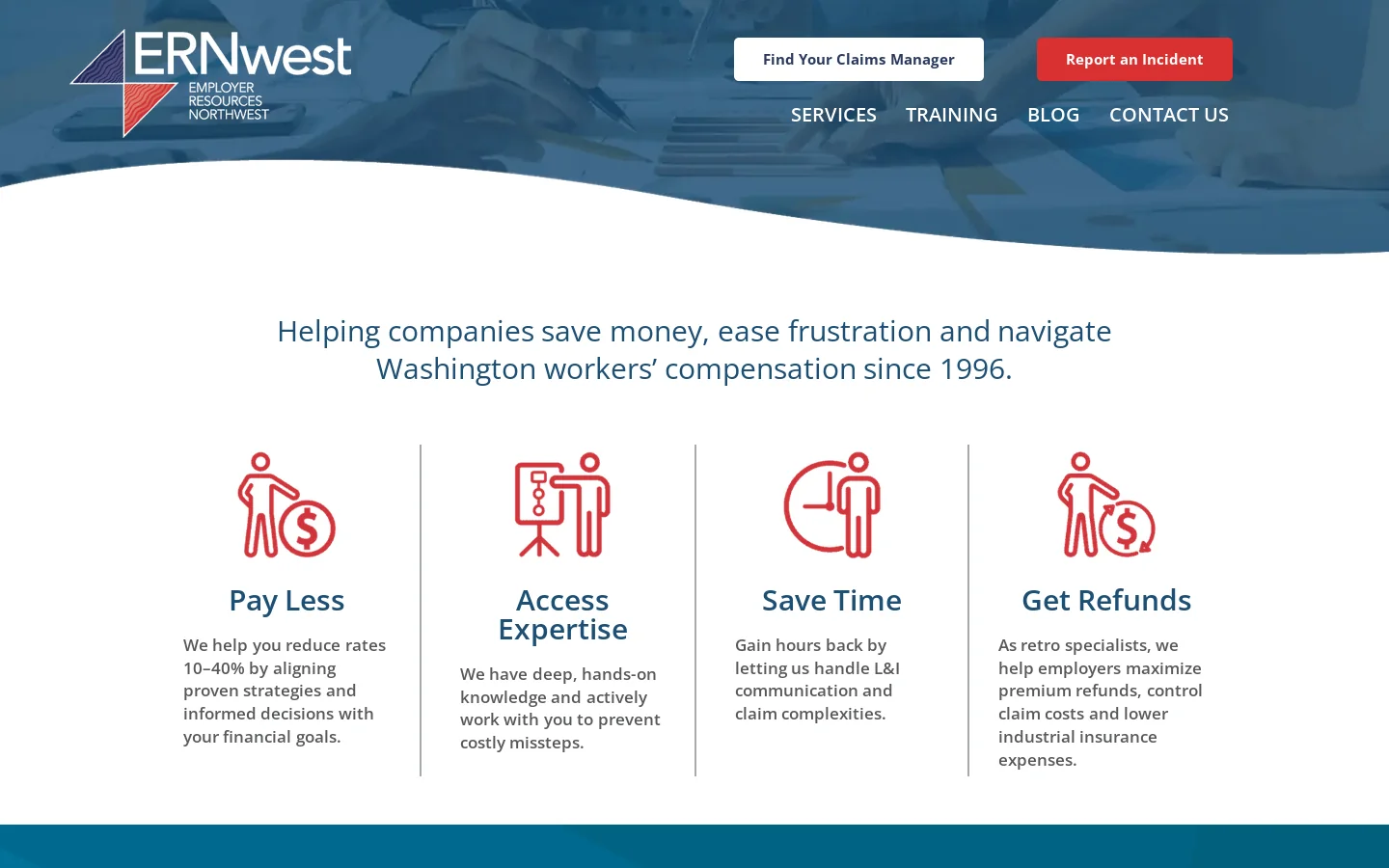 ERNwest Homepage screenshot