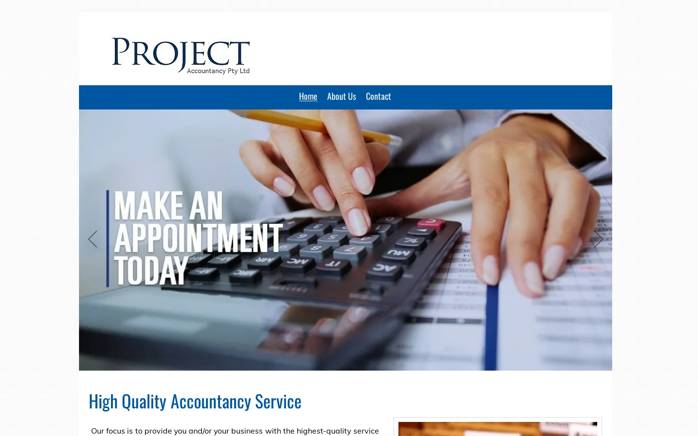 Project Accountancy Pty Ltd | public practice accounting Homepage screenshot