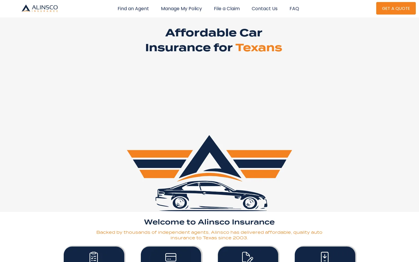 Alinsco Insurance Homepage screenshot