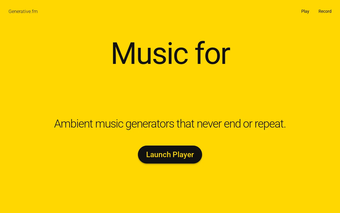 Generative.fm Homepage screenshot