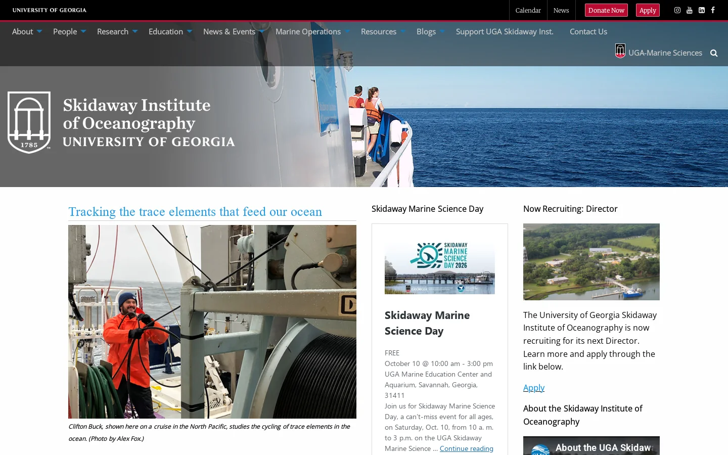 UGA Skidaway Institute of Oceanography Homepage screenshot