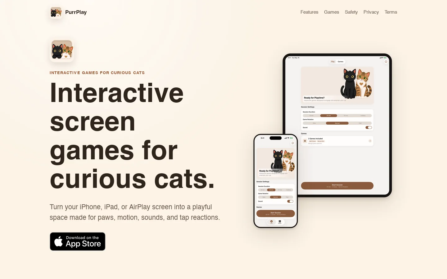 PurrPlay Homepage screenshot