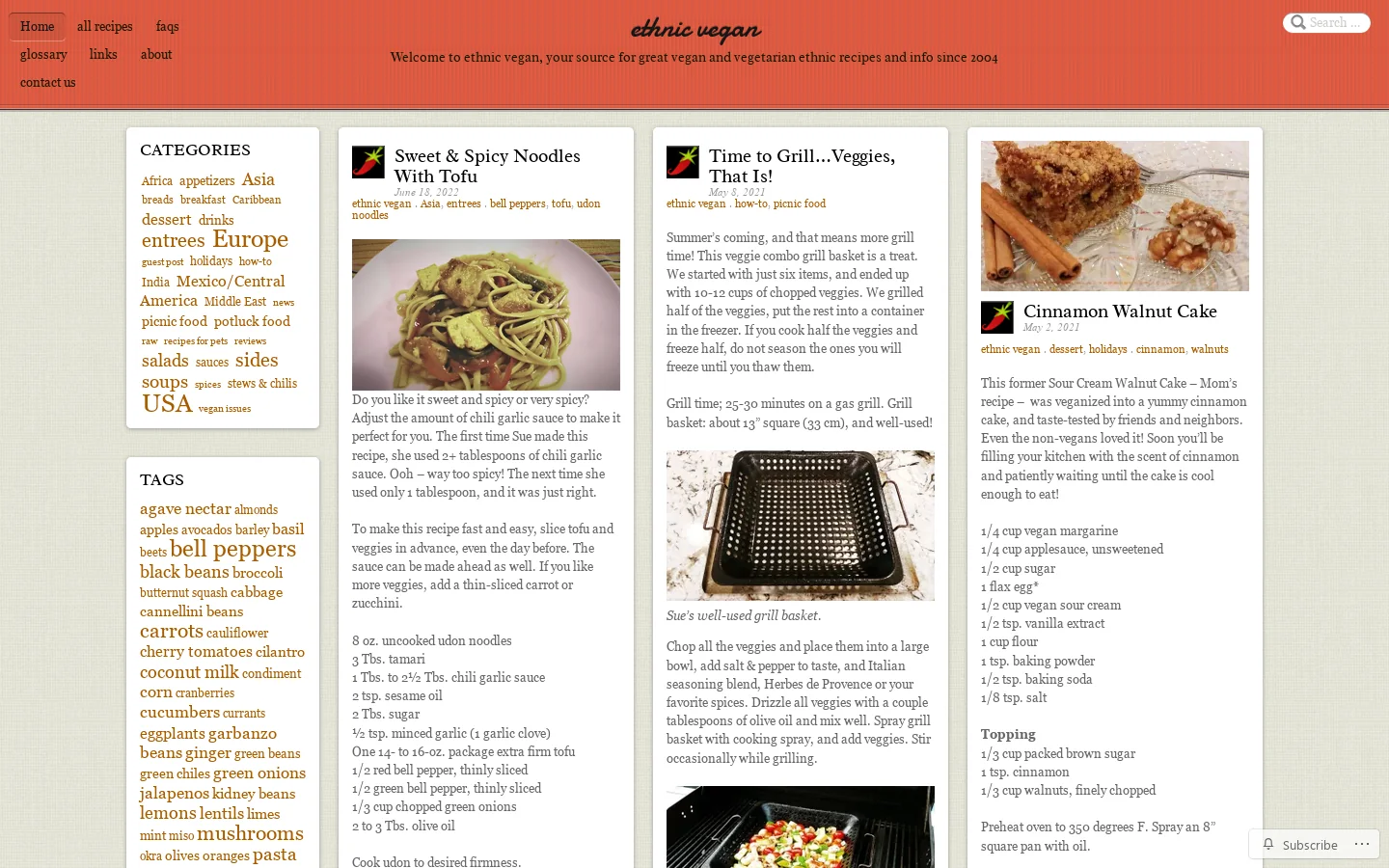 ethnic vegan Homepage screenshot