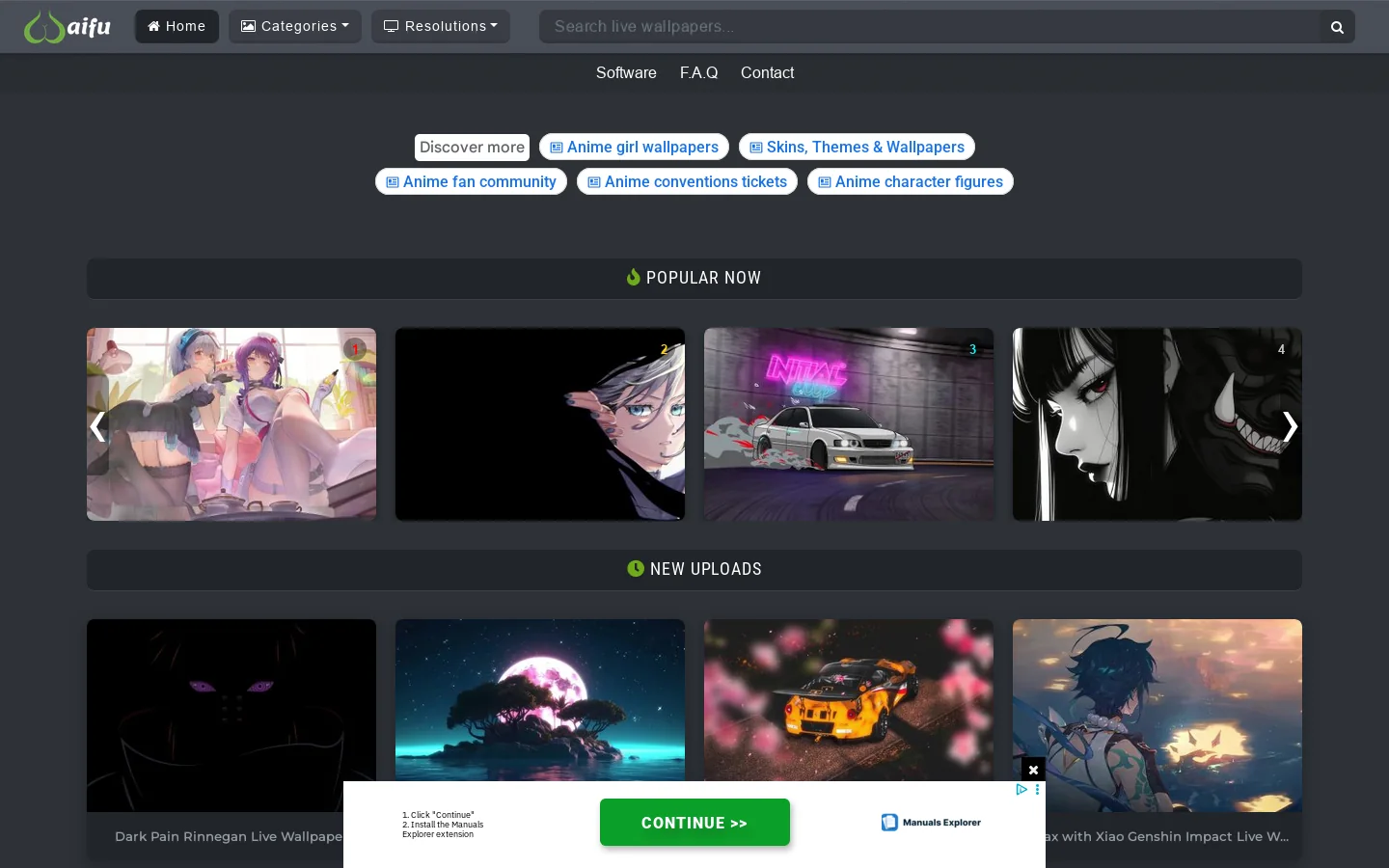WallpaperWaifu Homepage screenshot