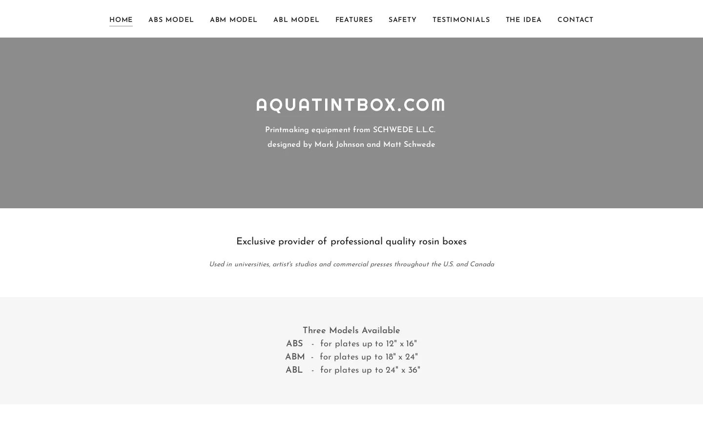 aquatintbox.com Homepage screenshot